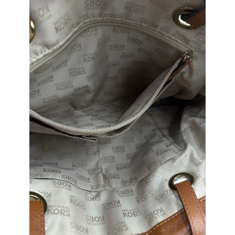 Michael Kors Jet Set MK Signature Jacquard Medium Tote Grab Bag Tan Neutral NEW‎